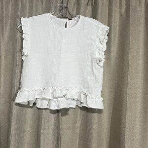 Free People Textured White Top